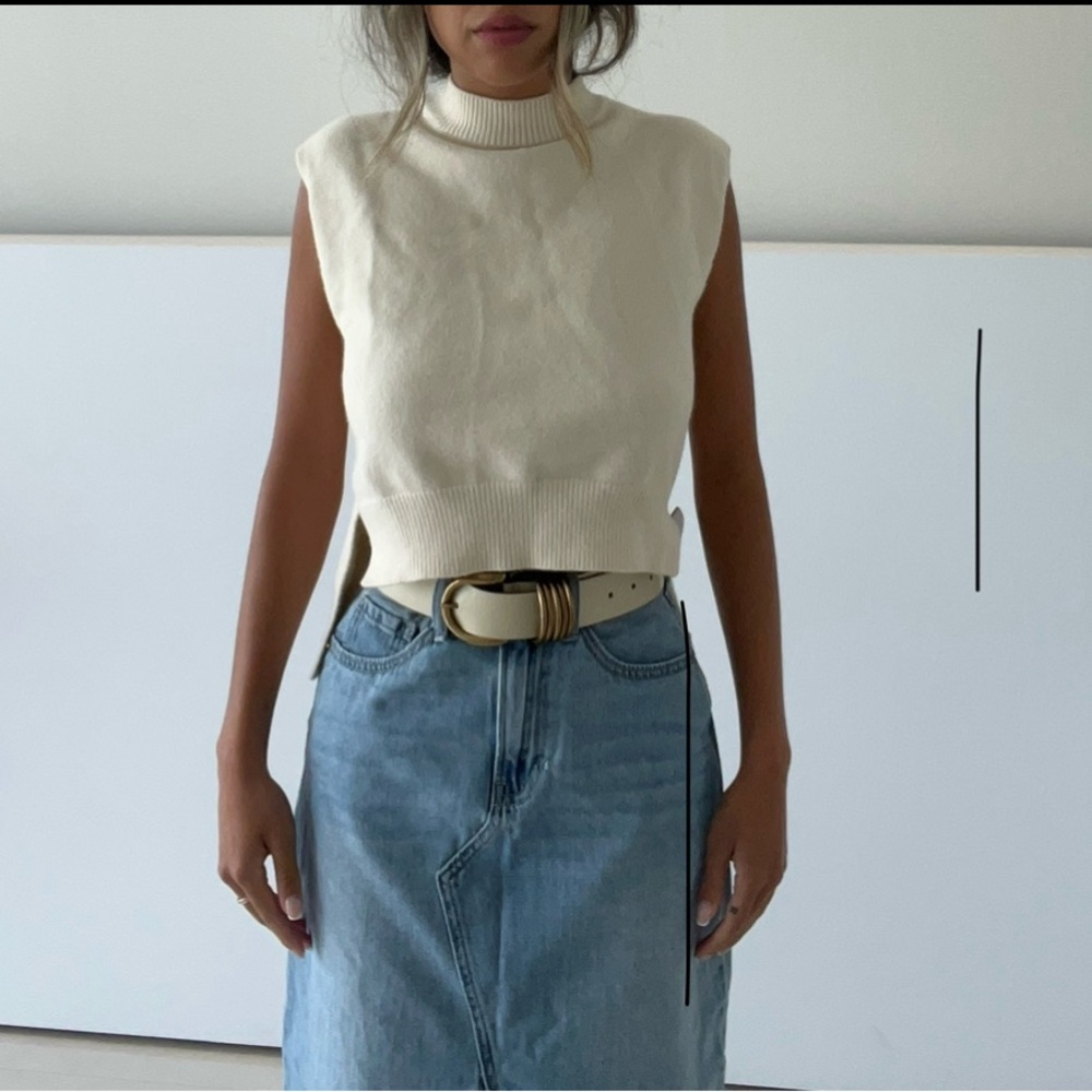 Anthropologie Cream Leather Belt